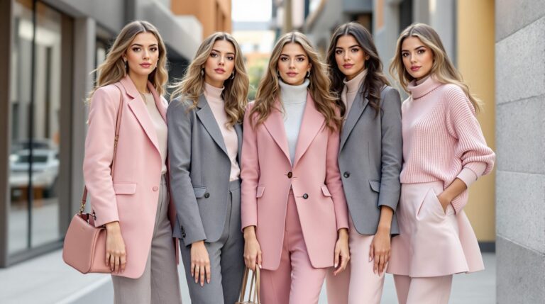 gris et rose vetement