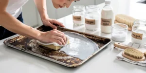 nettoyer une plaque de four encrassée