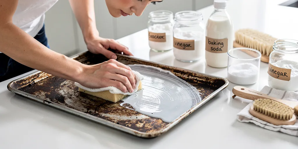 nettoyer une plaque de four encrassée