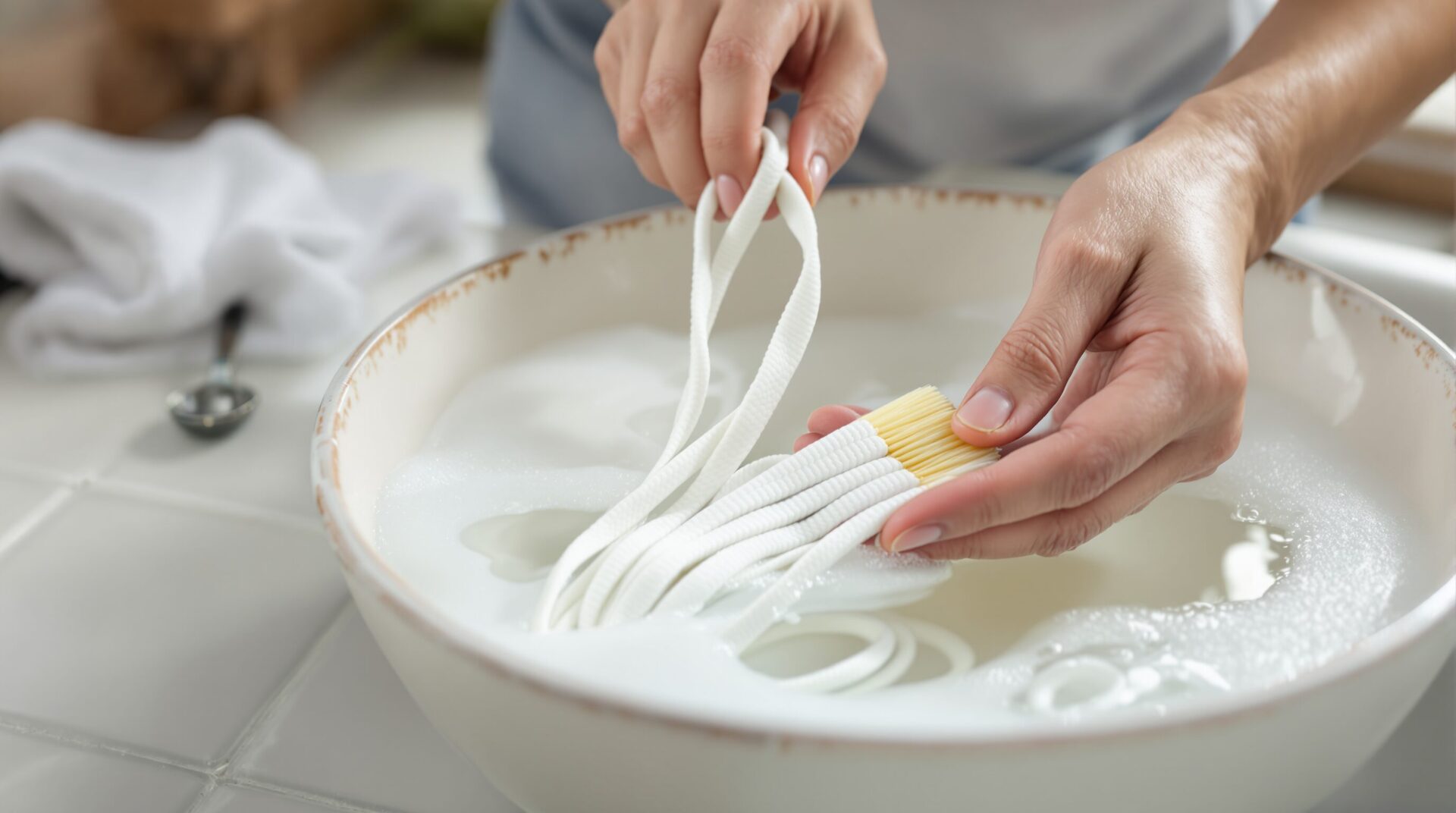 comment nettoyer des lacets blancs à la main