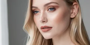 peau clair maquillage blonde yeux bleus