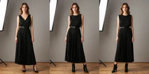 look jupe longue plissee noire