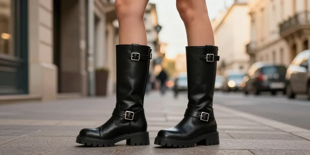 bottes femme style motard