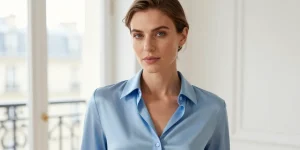 chemisier bleu clair femme