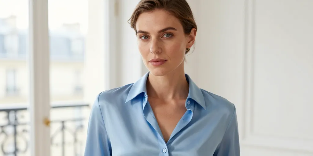 chemisier bleu clair femme
