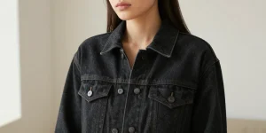 veste noire en jean femme