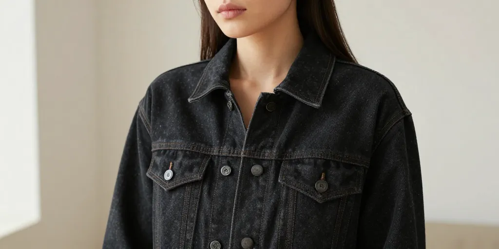 veste noire en jean femme
